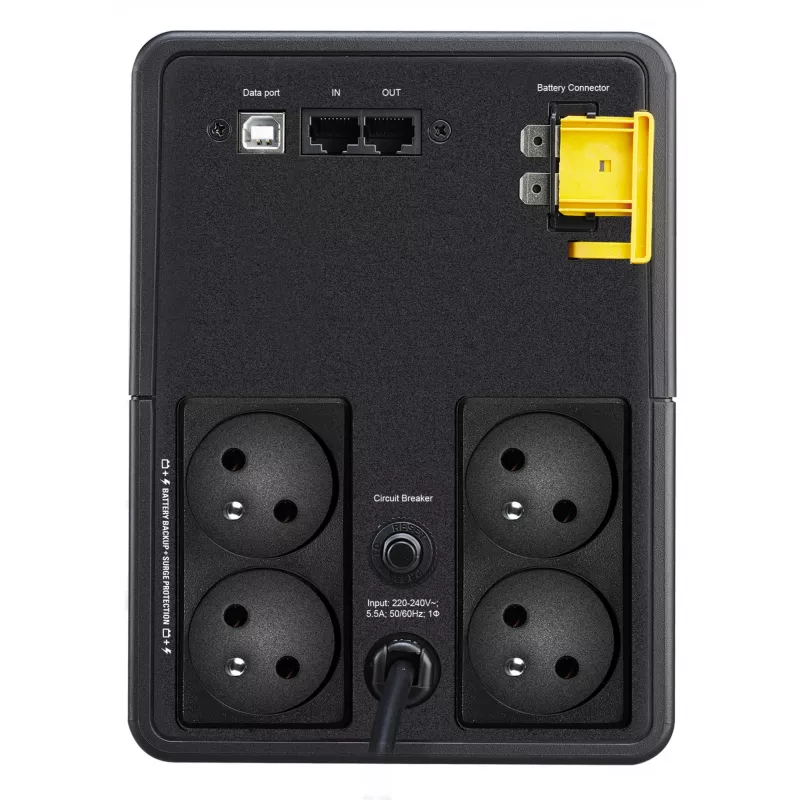 APC Back-UPS, 1200VA, bokštinis, 230V, 4x CEE 7/5 prancūziški Schuko lizdai, AVR