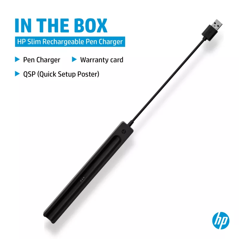 HP plonas įkraunamo rašiklio įkroviklis, Vidinis, USB, 0,15 m, Juoda