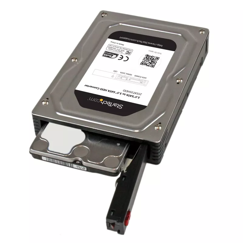 StarTech.com 2,5 col. į 3,5 col. SATA aliuminis kietojo disko adapterio korpusas su SSD / HDD iki 12,5 mm aukščio