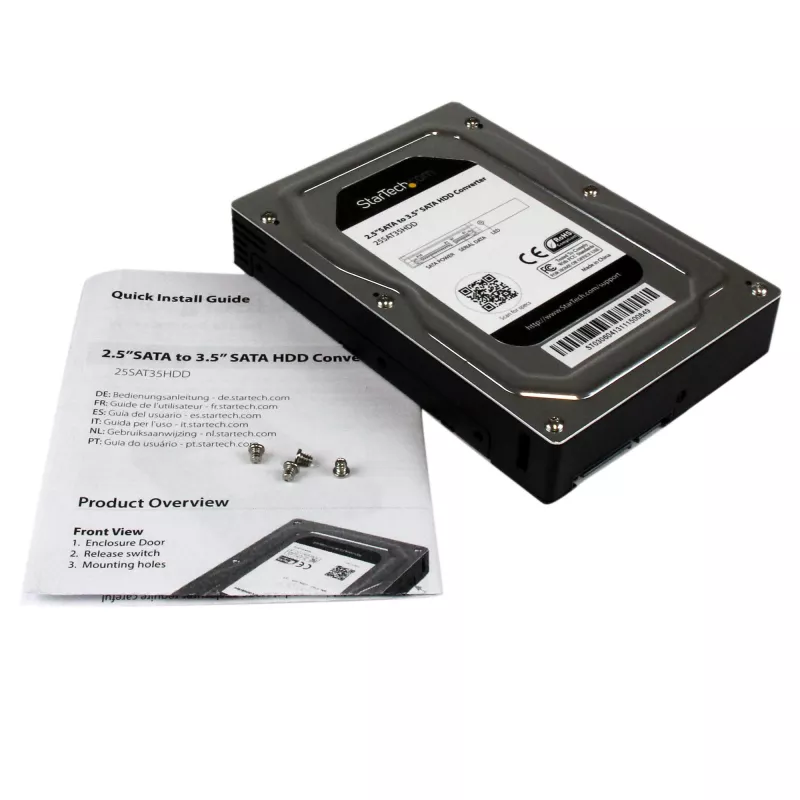 StarTech.com 2,5 col. į 3,5 col. SATA aliuminis kietojo disko adapterio korpusas su SSD / HDD iki 12,5 mm aukščio