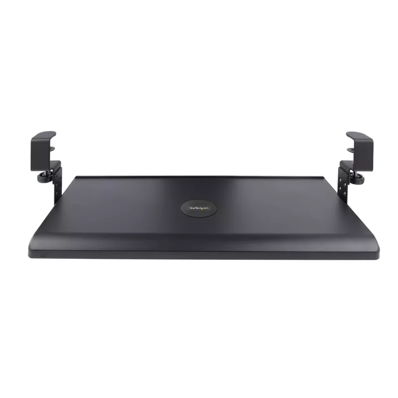 StarTech.com po stalu montuojamas klaviatūros dėklas, prispaudžiamas ergonominis klaviatūros laikiklis, iki 12 kg (26,5 svaro), stumdomas klaviatūros ir pelės stalčius su C formos spaustukais, aukščio reguliuojamas klaviatūros dėklas (3,9/4,7/5,5 col.)