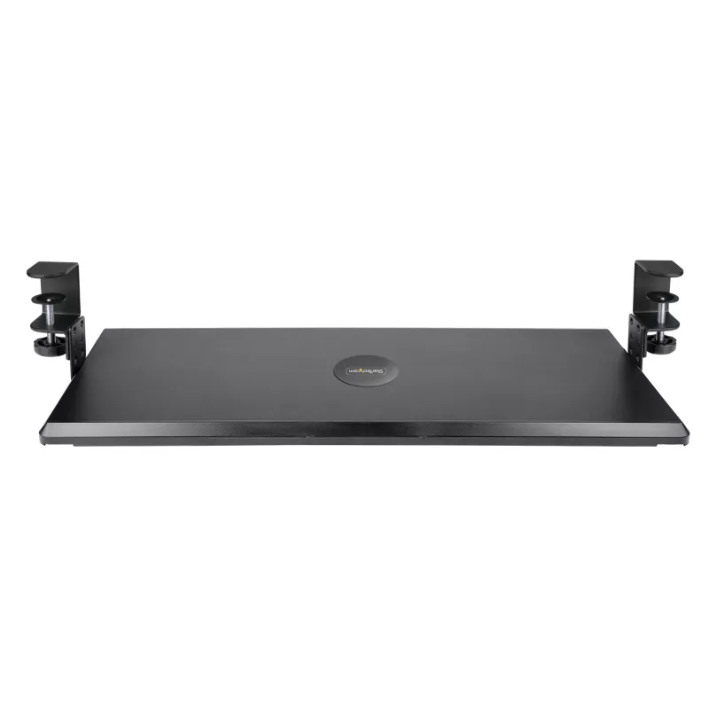 StarTech.com po stalu montuojamas klaviatūros dėklas, prispaudžiamas ergonominis klaviatūros laikiklis, iki 12 kg (26,5 svaro), stumdomas klaviatūros ir pelės stalčius su C formos spaustukais, aukščio reguliuojamas klaviatūros dėklas (3,9/4,7/5,5 col.)