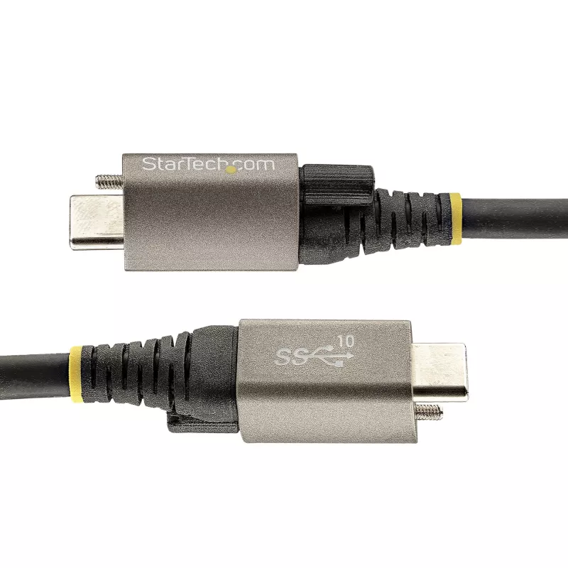 StarTech.com 3ft (1m) Viršutinio varžto užrakinamas USB C laidas 10 Gbps - USB 3.1/3.2 Gen 2 Type-C laidas - 100W (5A) Power Delivery įkrovimas, DP Alt Mode - Viengubas varžto užraktas, USB-C laidas įkrovimui/sinchronizavimui