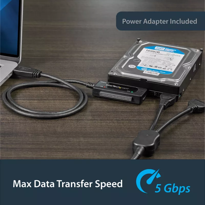 StarTech.com SATA į USB kabelis - USB 3.1 (10 Gbps) - UASP, juoda, veiklos, maitinimo, CE, FCC, ASMedia - ASM1351, 12 V, 0–60 °C
