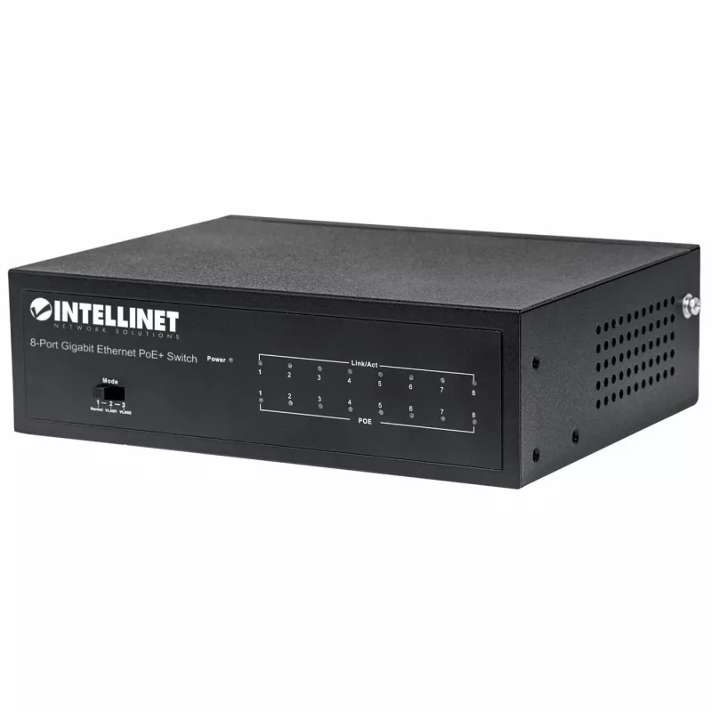 Valdomas komutatorius Intellinet 8 prievadų Gigabit Ethernet PoE+