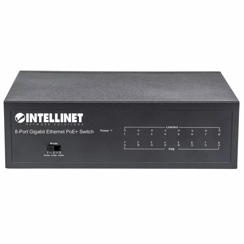 Valdomas komutatorius Intellinet 8 prievadų Gigabit Ethernet PoE+