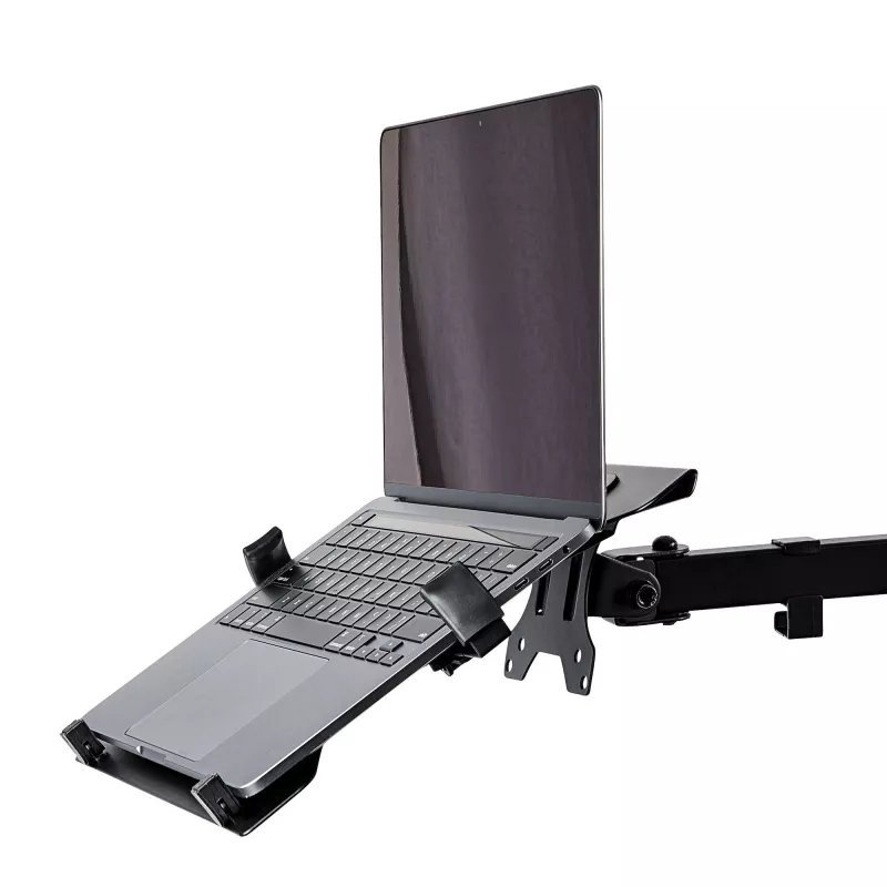 StarTech.com VESA nešiojamojo kompiuterio dėklas - reguliuojamas monitoriaus rankos nešiojamojo kompiuterio dėklas, tvirtinantis nešiojamuosius kompiuterius (4,5 kg / 9,9 lb) - 75x75 ir 100x100 VESA tvirtinimo angos - ventiliuojamas - monitorių stalo laikikliams/stovams