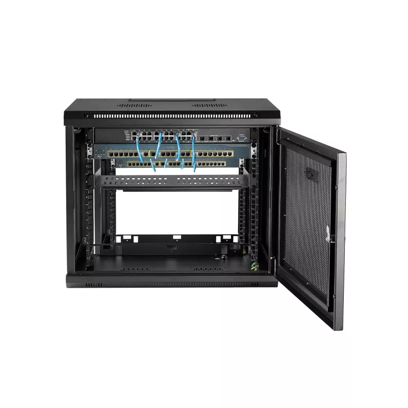 StarTech.com 2-stulpų 9U sieninis tinklo spintelė su 1U lentyna, 19 colių prie sienos montuojama serverių stelažas duomenų / tinklų / AV / elektronikos / kompiuterinės įrangos laikymui, maža ventiliuojama stelažo korpusas