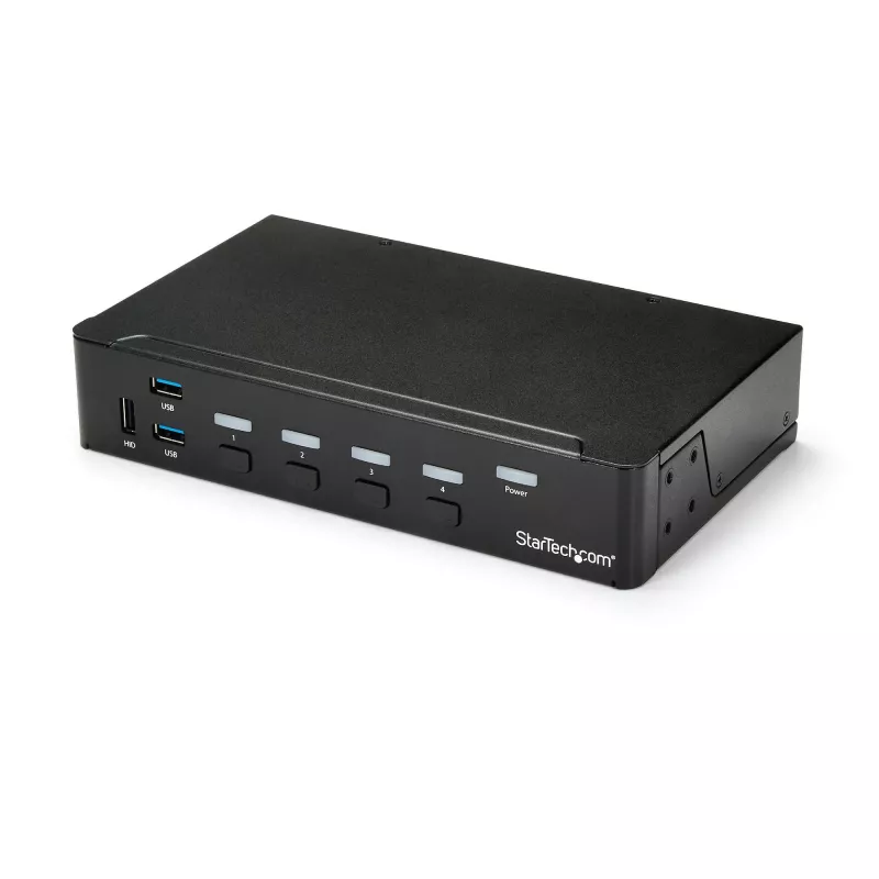 StarTech.com 4 prievadų HDMI KVM jungiklis - USB 3.0 - 1080p, 1920 x 1080 pikselių, montavimas į stovą, juodas