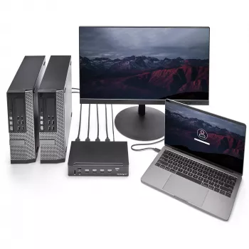 StarTech.com 4 prievadų HDMI KVM jungiklis - USB 3.0 - 1080p, 1920 x 1080 pikselių, montavimas į stovą, juodas