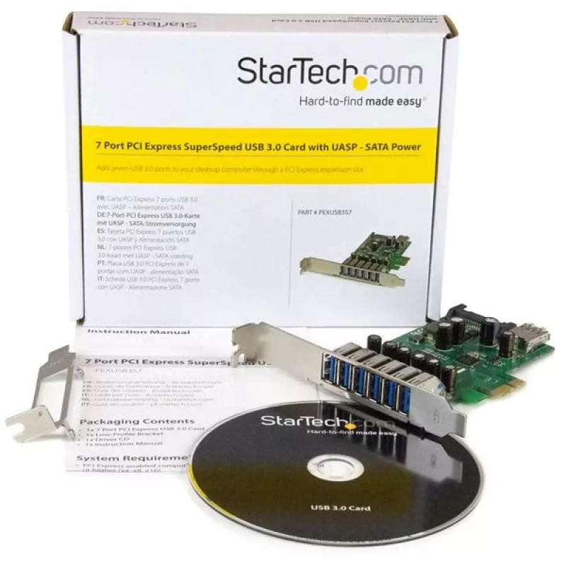 StarTech.com 7 prievadų PCI Express USB 3.0 kortelė – standartinio ir žemo profilio dizainas