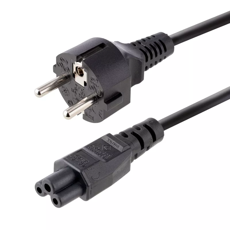 StarTech.com 3 m (10 pėd.) nešiojamojo kompiuterio maitinimo laidas, EU Schuko į C5, 2,5 A 250 V, 18AWG, nešiojamojo / nešiojamojo kompiuterio pakaitinis kintamosios srovės laidas, maitinimo bloko laidas, nešiojamojo kompiuterio įkroviklio laidas, dobilo lapo / Peliuko Mikio maitinimo laidas