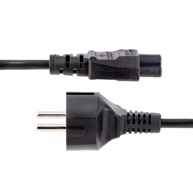 StarTech.com 3 m (10 pėd.) nešiojamojo kompiuterio maitinimo laidas, EU Schuko į C5, 2,5 A 250 V, 18AWG, nešiojamojo / nešiojamojo kompiuterio pakaitinis kintamosios srovės laidas, maitinimo bloko laidas, nešiojamojo kompiuterio įkroviklio laidas, dobilo lapo / Peliuko Mikio maitinimo laidas