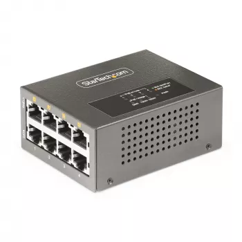 StarTech.com 4 prievadų Multi-Gigabit PoE++ injektorius, 5/2.5/1G Ethernet (NBASE-T), PoE/PoE+/PoE++ (802.3af/802.3at/802.3bt), 160 W galios biudžetas, montuojamas ant sienos / DIN bėgelio, nevaldomas