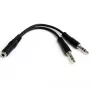 StarTech.com 3,5 mm 4 kontaktų į 2x 3 kontaktų 3,5 mm laisvų rankų įrangos skirstytuvo adapteris – mot./vyr.