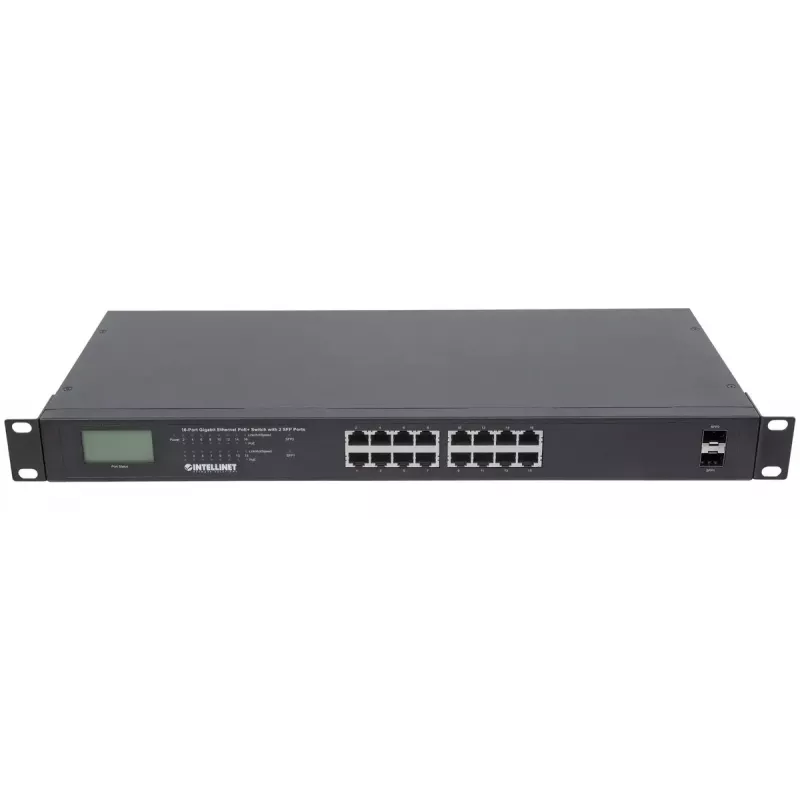 Nevaldomas komutatorius Intellinet 16 prievadų Gigabit Ethernet PoE+ 370 W