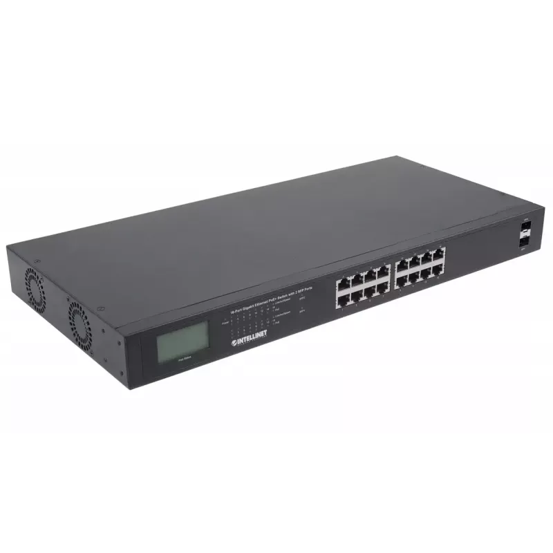 Nevaldomas komutatorius Intellinet 16 prievadų Gigabit Ethernet PoE+ 370 W