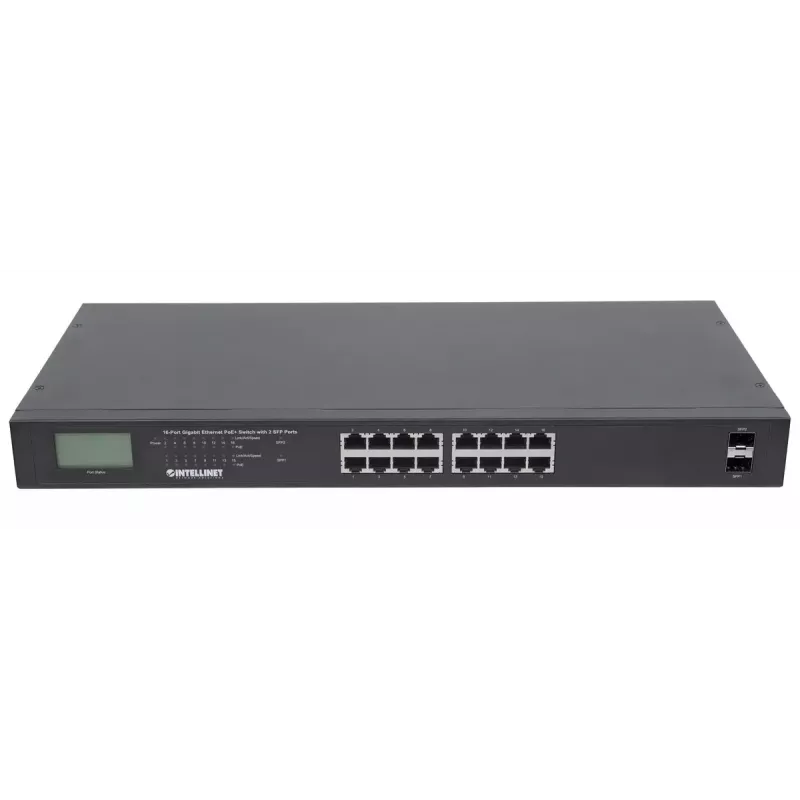 Nevaldomas komutatorius Intellinet 16 prievadų Gigabit Ethernet PoE+ 370 W