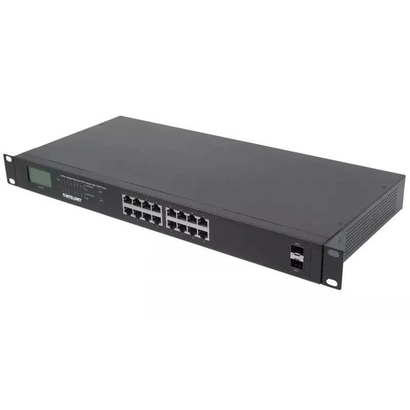 Nevaldomas komutatorius Intellinet 16 prievadų Gigabit Ethernet PoE+ 370 W