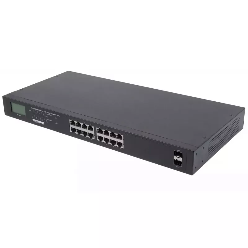 Nevaldomas komutatorius Intellinet 16 prievadų Gigabit Ethernet PoE+ 370 W