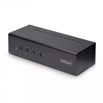 “StarTech.com” 4 prievadų dviejų monitorių “DisplayPort” KVM jungiklis, 4K 60Hz, 2x USB 5Gbps šakotuvo prievadai, 2x USB 2.0 HID prievadai, karštųjų klavišų ir mygtukų perjungimas, TAA atitinkantis – 3,5 mm garso lizdas, HDCP