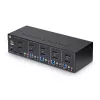“StarTech.com” 4 prievadų dviejų monitorių “DisplayPort” KVM jungiklis, 4K 60Hz, 2x USB 5Gbps šakotuvo prievadai, 2x USB 2.0 HID prievadai, karštųjų klavišų ir mygtukų perjungimas, TAA atitinkantis – 3,5 mm garso lizdas, HDCP