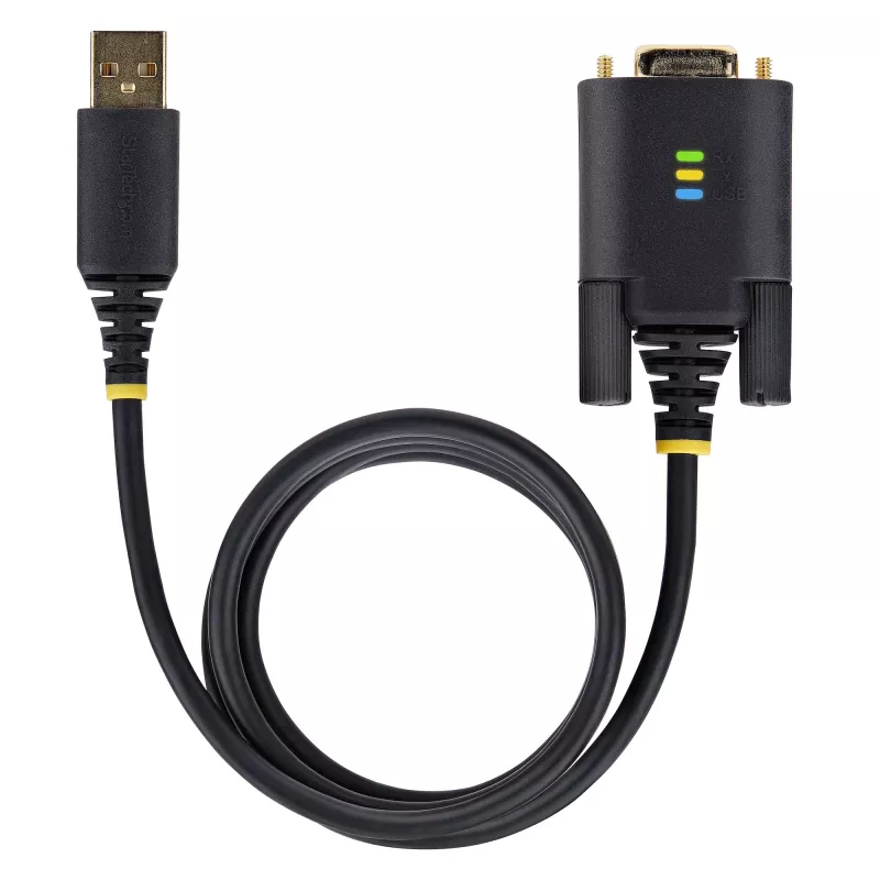 StarTech.com 0,9 m (3 pėd.) USB prie nuosekliojo prievado adapterio laidas, COM išsaugojimu, keičiami varžtai/veržlės, USB-A prie DB9 RS232, FTDI IC, ESD apsauga, Windows/macOS/Linux