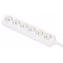 Manhattan Power Distribution Unit EU (2-pin), x6 gang/output, 2m kabelis, 16A, White, Extension Lead, PDU, Power Strip, Three Year Warranty