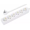 Manhattan Power Distribution Unit EU (2-pin), x6 gang/output, 2m kabelis, 16A, White, Extension Lead, PDU, Power Strip, Three Year Warranty