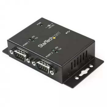 StarTech.com 2 prievadų pramoninis prie sienos tvirtinamas USB į nuoseklųjį adapterio šakotuvas su DIN bėgelio spaustukais