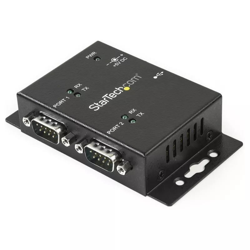 StarTech.com 2 prievadų pramoninis prie sienos tvirtinamas USB į nuoseklųjį adapterio šakotuvas su DIN bėgelio spaustukais