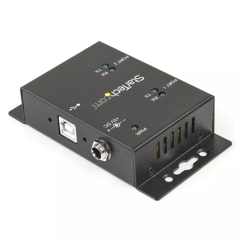 StarTech.com 2 prievadų pramoninis prie sienos tvirtinamas USB į nuoseklųjį adapterio šakotuvas su DIN bėgelio spaustukais