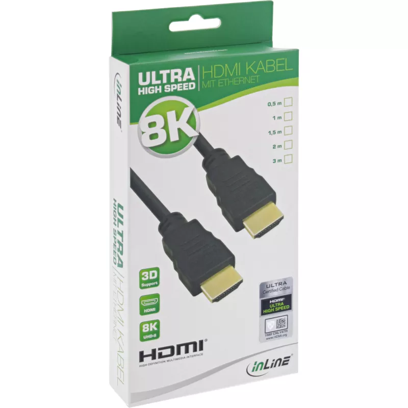 InLine sertifikuotas HDMI kabelis, ultra didelės spartos HDMI, 8K4K, 3 m