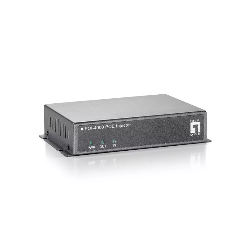 LevelOne PoE Injector, 56W, Fast Ethernet, 10,100 Mbit/s, 10/100, IEEE 802.3x, Pilka, 100 m
