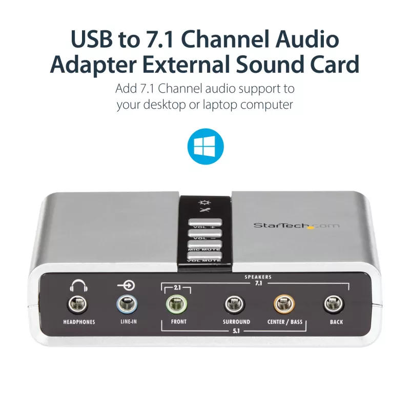 StarTech.com 7.1 USB garso adapteris išorinė garso plokštė su SPDIF skaitmeniniu garsu