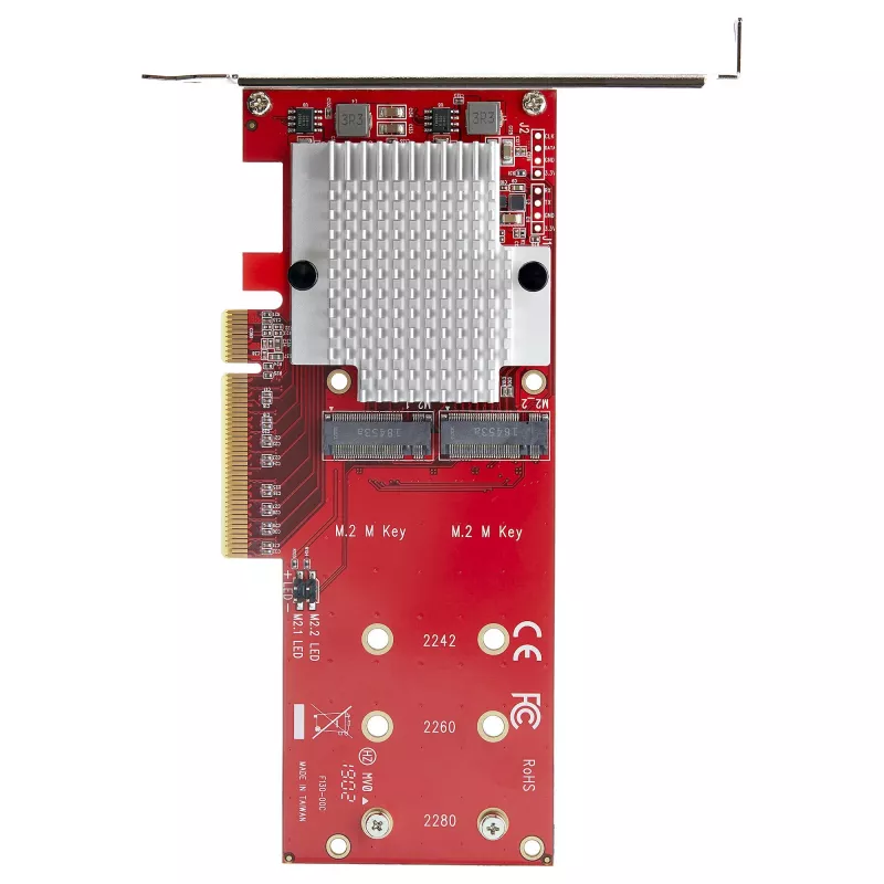 StarTech.com Dviejų M.2 PCIe SSD adapterio plokštė - x8 / x16 Dviejų NVMe arba AHCI M.2 SSD į PCI Express 3.0 - M.2 NGFF PCIe (M-Key) Suderinama - Palaiko 2242, 2260, 2280 - JBOD - Mac ir PC
