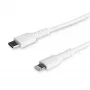 „StarTech.com“ 3 pėdų (1 m) patvarus baltas USB-C į „Lightning“ laidas – ypač tvirtas, sutvirtintas aramidiniu pluoštu USB Type-C į „Lightning“ įkrovimo / sinchronizavimo maitinimo laidas – „Apple MFi“ sertifikuotas, skirtas „iPad“ / „iPhone 12“