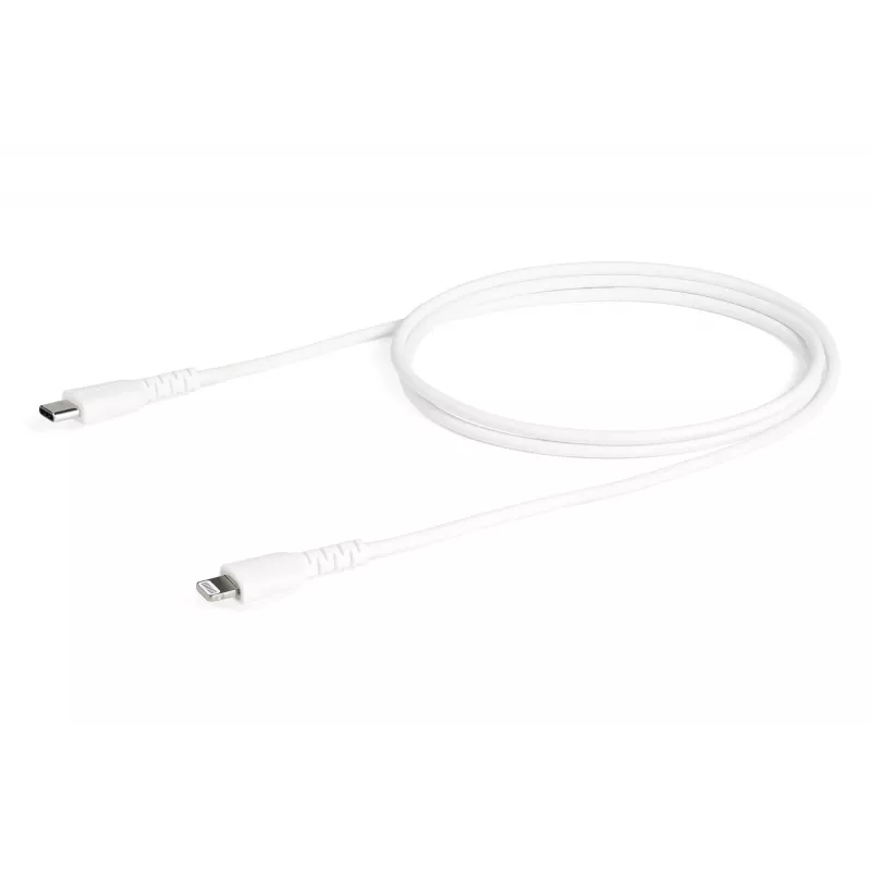 „StarTech.com“ 3 pėdų (1 m) patvarus baltas USB-C į „Lightning“ laidas – ypač tvirtas, sutvirtintas aramidiniu pluoštu USB Type-C į „Lightning“ įkrovimo / sinchronizavimo maitinimo laidas – „Apple MFi“ sertifikuotas, skirtas „iPad“ / „iPhone 12“