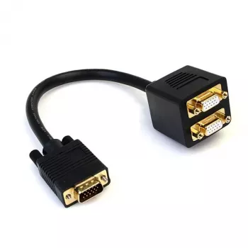 StarTech.com 30 cm VGA į 2x VGA vaizdo skirstytuvo laidas – V/K, 0,3 m, VGA (D-Sub), 2 x VGA (D-Sub), Kištukas, Lizdas, Juodas