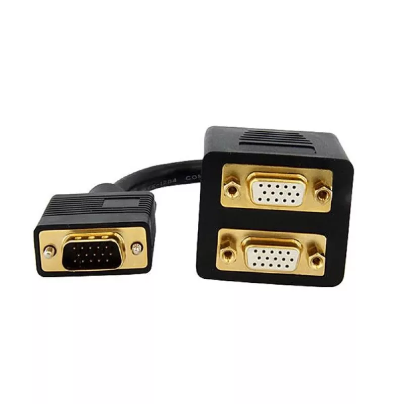 StarTech.com 30 cm VGA į 2x VGA vaizdo skirstytuvo laidas – V/K, 0,3 m, VGA (D-Sub), 2 x VGA (D-Sub), Kištukas, Lizdas, Juodas
