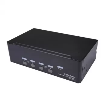 StarTech.com 4 prievadų dvigubas DisplayPort KVM jungiklis - 4K 60Hz, 3840 x 2160 pikselių, 4K Ultra HD, montavimas į stovą, 18 W, 2U, juodas