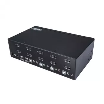 StarTech.com 4 prievadų dvigubas DisplayPort KVM jungiklis - 4K 60Hz, 3840 x 2160 pikselių, 4K Ultra HD, montavimas į stovą, 18 W, 2U, juodas