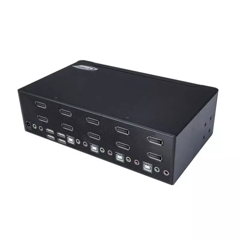 StarTech.com 4 prievadų dvigubas DisplayPort KVM jungiklis - 4K 60Hz, 3840 x 2160 pikselių, 4K Ultra HD, montavimas į stovą, 18 W, 2U, juodas
