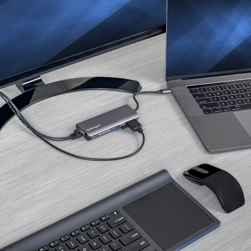 StarTech.com USB C daugiafunkcis adapteris - USB-C kelioninis dokas su 4K HDMI, 3x USB 3.0 šakotuvas, SD/SDHC, GbE, 60W PD 3.0 pralaidumas - USB Type-C/Thunderbolt 3 - pakeičia DKT30CSDHPD
