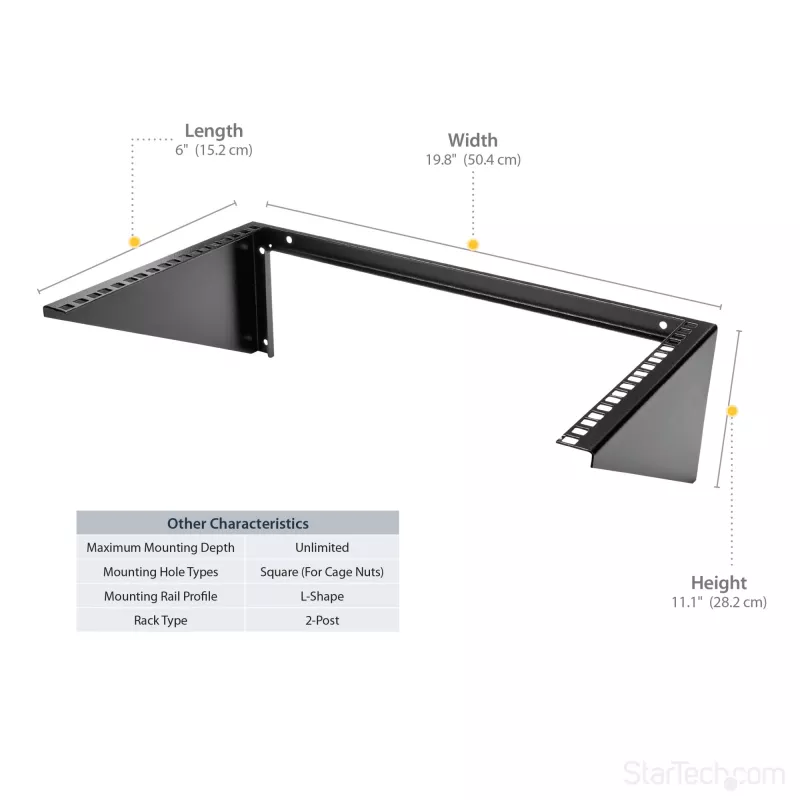 StarTech.com Vertikalus prie sienos tvirtinamas serverių stovas – tvirtas plienas – 6U