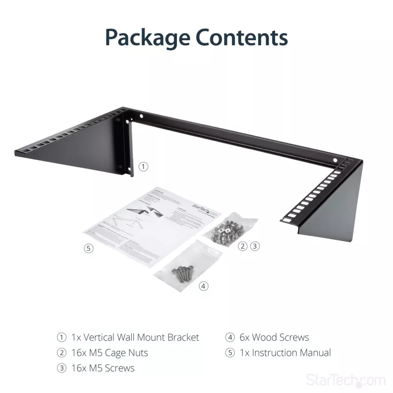 StarTech.com Vertikalus prie sienos tvirtinamas serverių stovas – tvirtas plienas – 6U