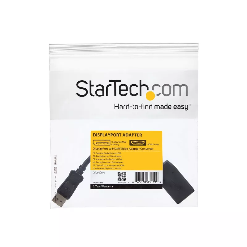 StarTech.com DisplayPort į HDMI adapteris - DP į HDMI adapteris/vaizdo keitiklis - 1080p - VESA sertifikuotas - DP į HDMI monitoriaus/ekrano/projektoriaus adapterio raktas - Pasyvus - Užfiksuojanti DP jungtis