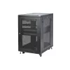 StarTech.com 4-Post 18U serverių spinta, užrakinama 19 inch duomenų spinta kompiuterių / AV / IT įrangai, biuro / namų tinklo spinta su ratukais ir reguliuojamais montavimo bėgiais