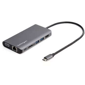 StarTech.com USB-C universali kelionių dokas su HDMI/VGA, 3x USB 3.0, SD, GbE, garsu ir 100 W PD – nešiojamai darbo vietai nešiojamiesiems kompiuteriams ir planšetiniams kompiuteriams