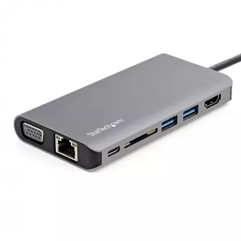 StarTech.com USB-C universali kelionių dokas su HDMI/VGA, 3x USB 3.0, SD, GbE, garsu ir 100 W PD – nešiojamai darbo vietai nešiojamiesiems kompiuteriams ir planšetiniams kompiuteriams